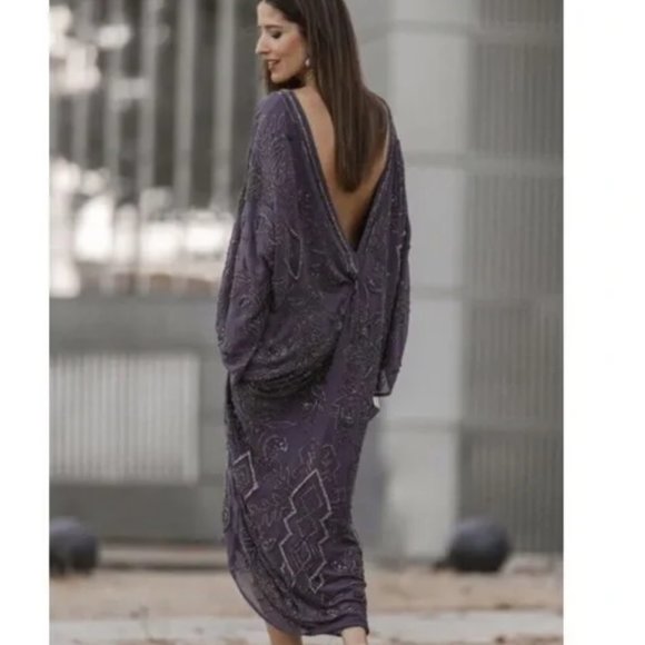 NWT Zara Beaded Tunic Kaftan Maxi Dress size M-L - Picture 6 of 11